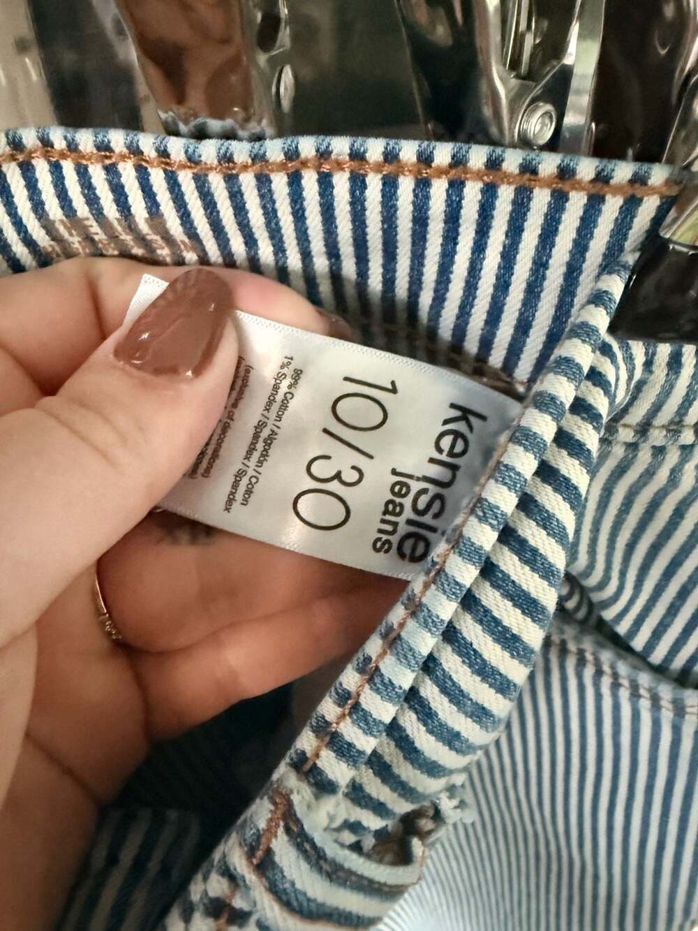Kensie Jeans The Allie High Rise Slim Straight Striped Raw Hem Jeans Size 10/30 - Picture 4 of 5